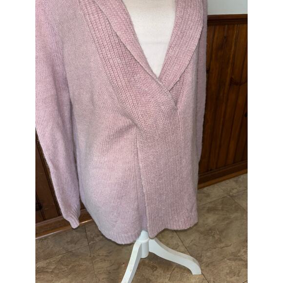 Soft Surroundings Womens Serena Blush Pink Alpaca Blend Faux Wrap Cozy Sweater L - Picture 2 of 7